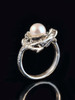 Curled Dragon Ring with Cultured Pearl - Silver Curled Dragon Ring with Cultured Pearl - Silver