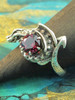 Curled Dragon Ring with Garnet - Silver Curled Dragon Ring with Garnet - Silver