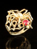 Spider Ring with Ruby and Diamonds - 14k Gold