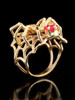 Spider Ring with Ruby and Diamonds - 14k Gold