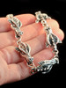 Gothic Dragon Head Link Bracelet in Silver