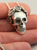 Skull and Rose Pendant - Silver