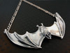 Large Spread Winged Bat Pendant - Silver