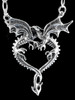 Dragon Heart Pendant with 4 mm Figero Chain - Silver