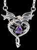Dragon Heart Pendant with Amethyst - Silver