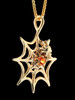 Spider Web Pendant with Mexican Fire Opal - 14k Gold