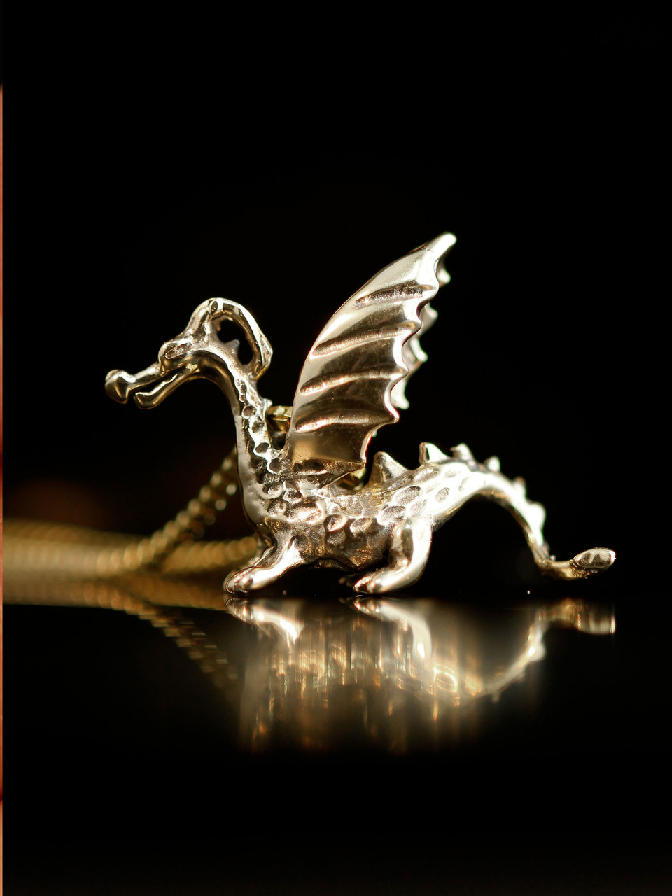 14K Gold 3-D Mythical Winged Dragon Charm