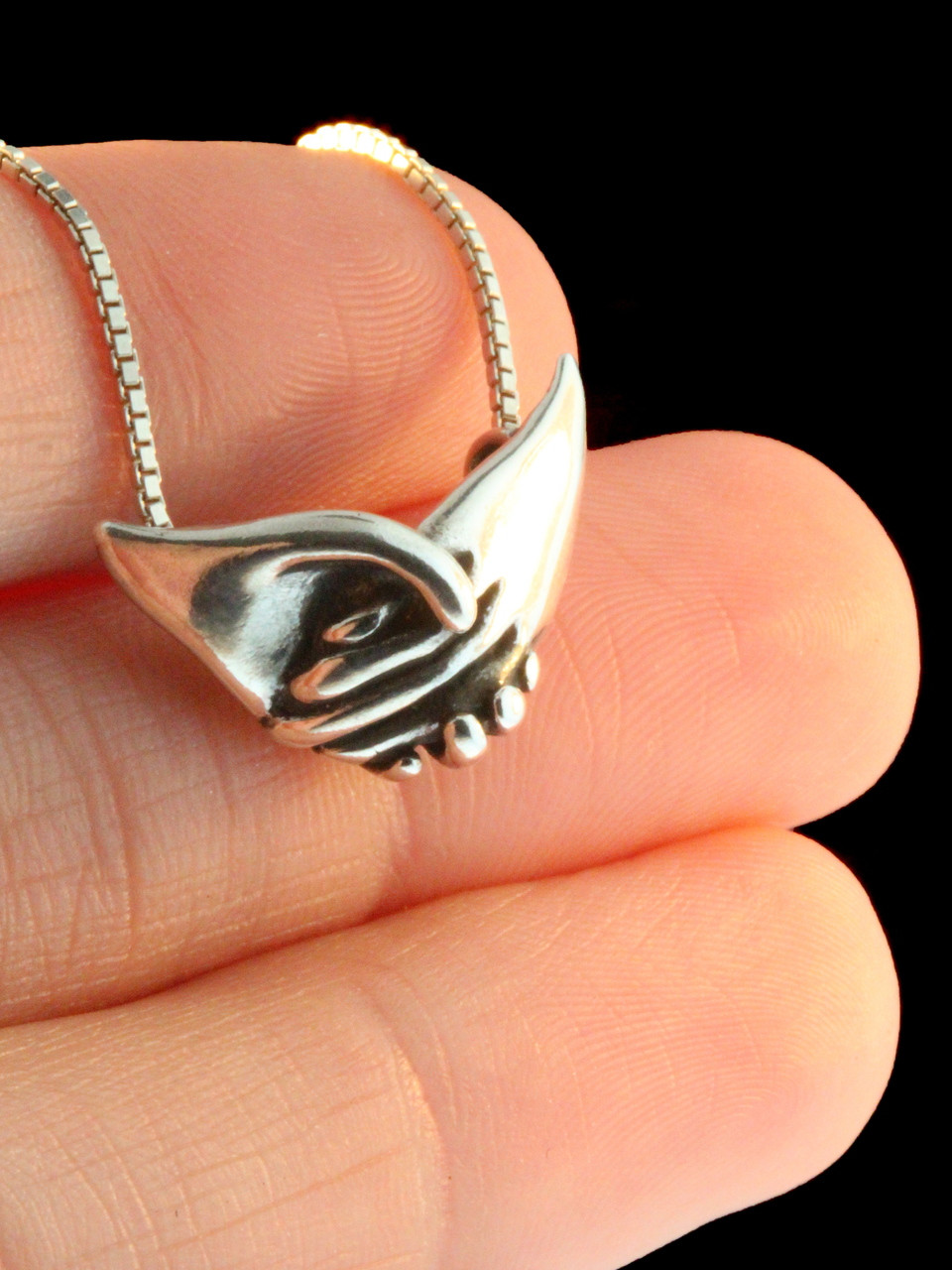 Clasping Hands Pendant Silver Marty Magic Store