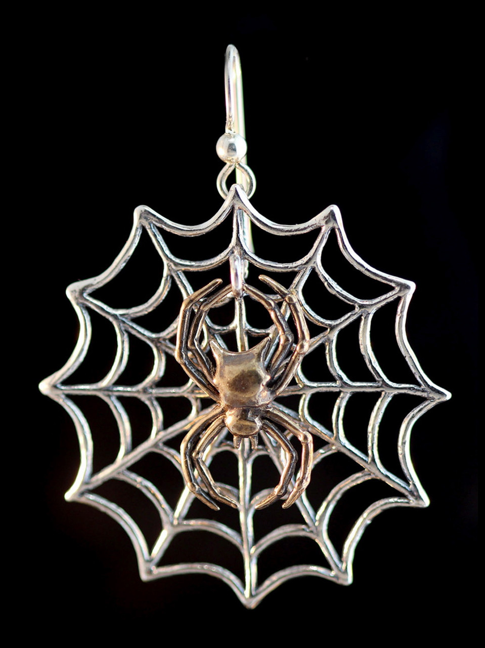 Spider and  Earrings Silver and Bronze Version Marty Magic Store
