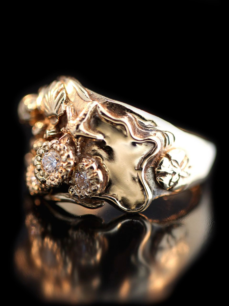 Gold Tide Pool Ring with Diamonds - 14k Gold - Marty Magic Store