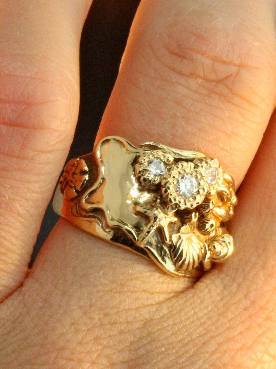 Gold Tide Pool Ring with Diamonds 14k Gold Marty Magic Store