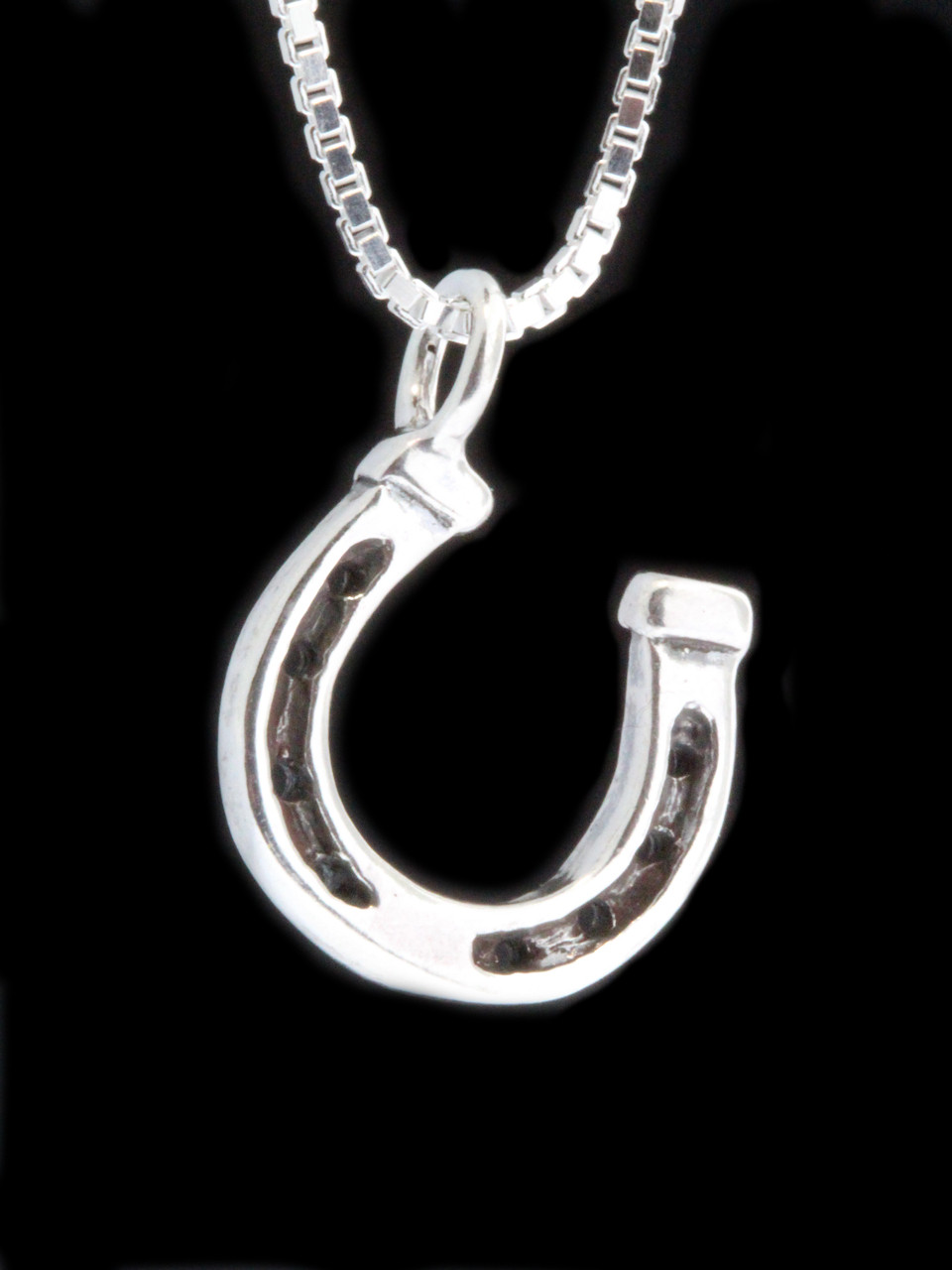  925 Sterling Silver Lucky Horseshoe Pendant Necklace