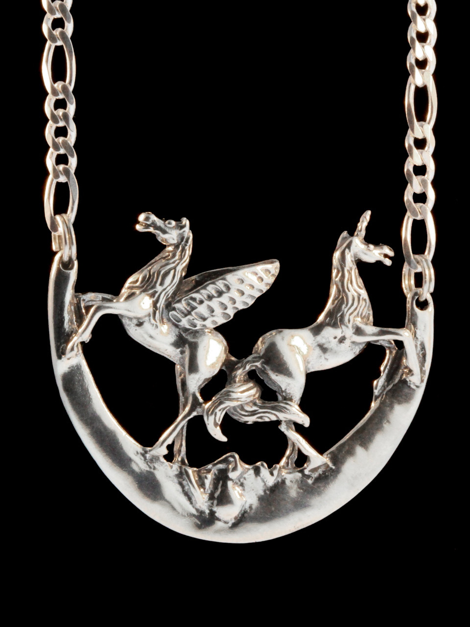 Pegasus Unicorn and Moon Pendant - Silver - Marty Magic Store