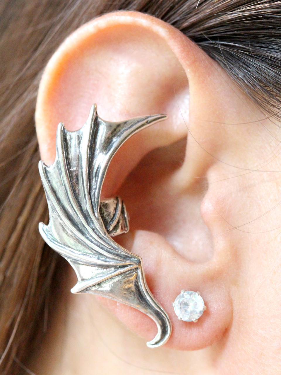 Dragon Wing Ear Cuff Silver - Main Image