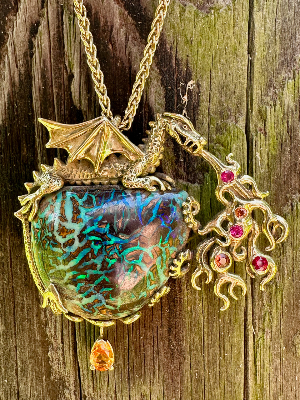 Elemental Dragon Pendant 18k Gold