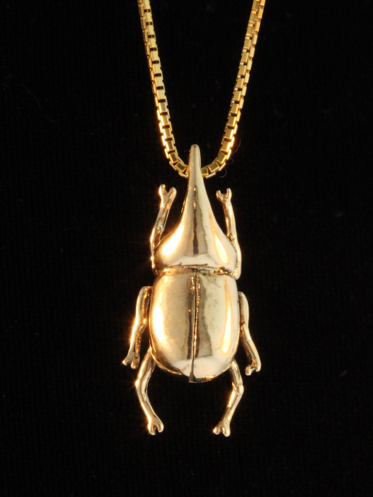 Rhinoceros Beetle Charm 14k Gold1