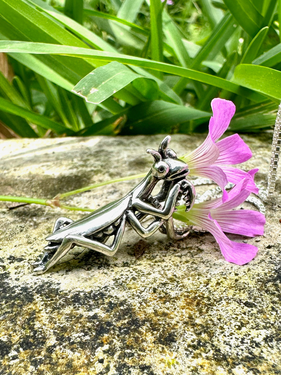 Praying Mantis Pendant - Silver - Marty Magic Store