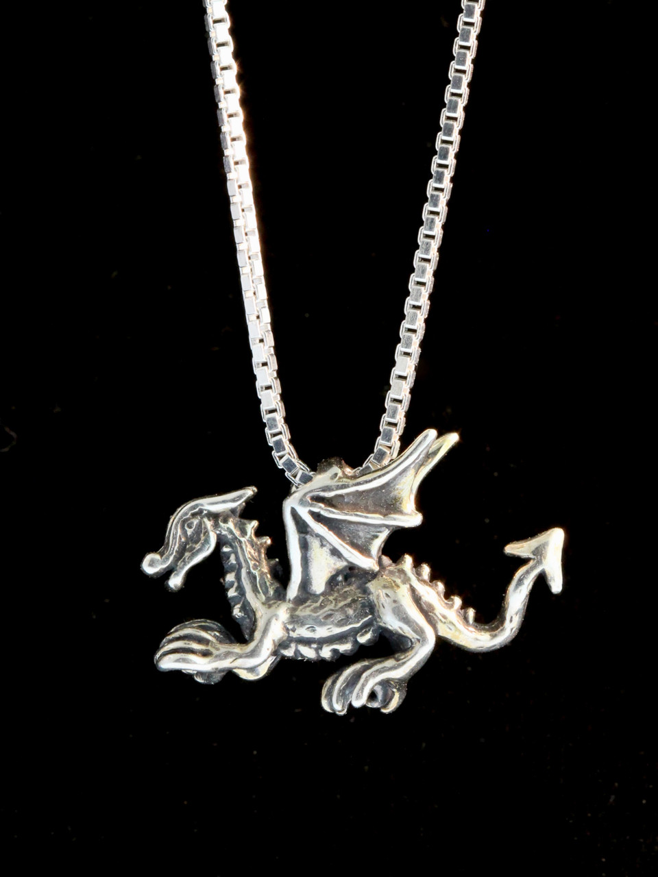 Tiny Welsh Dragon Charm - Silver