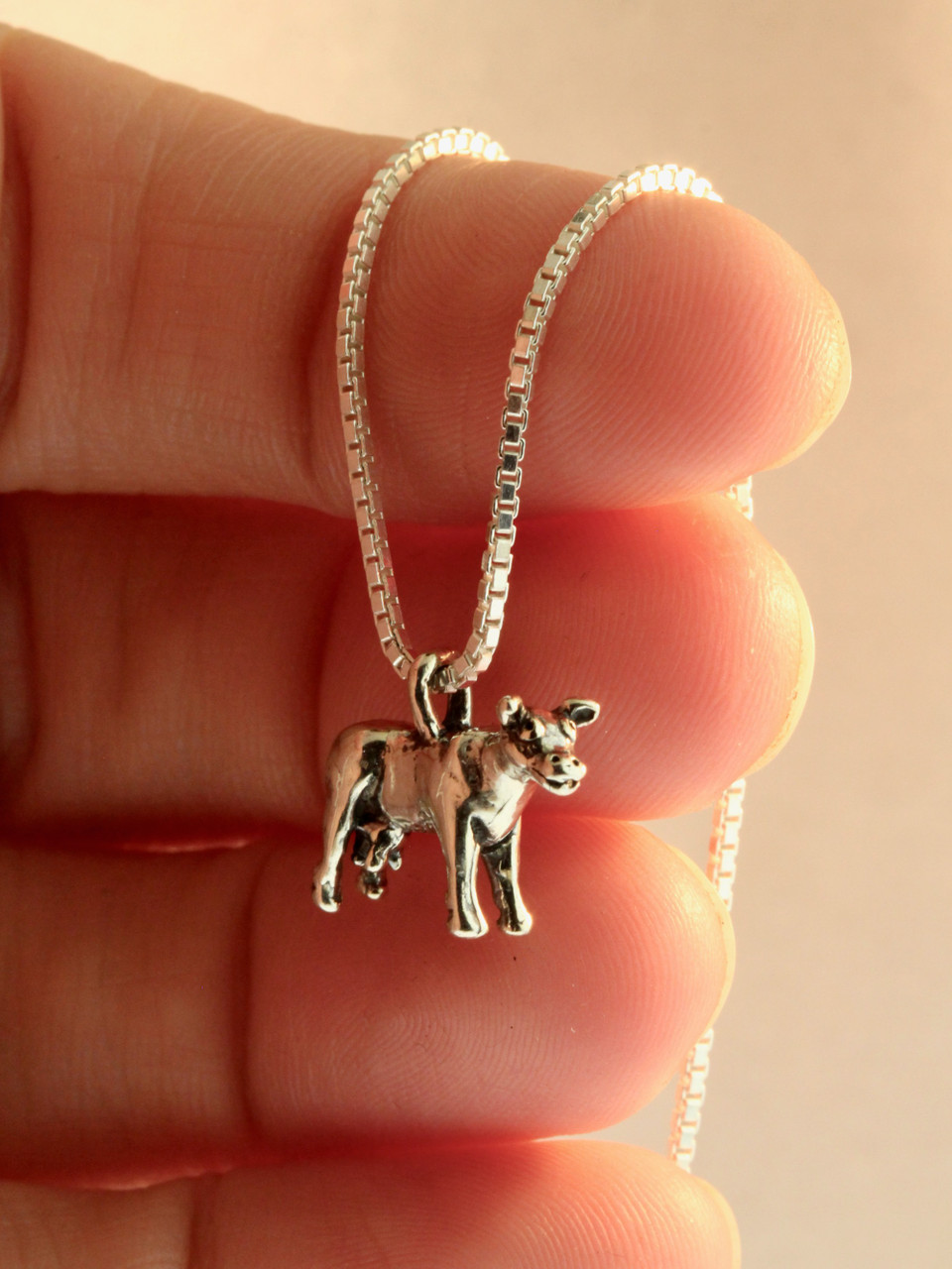 14K Solid Gold Cow Charm- Cow Charms - Cow Jewelry