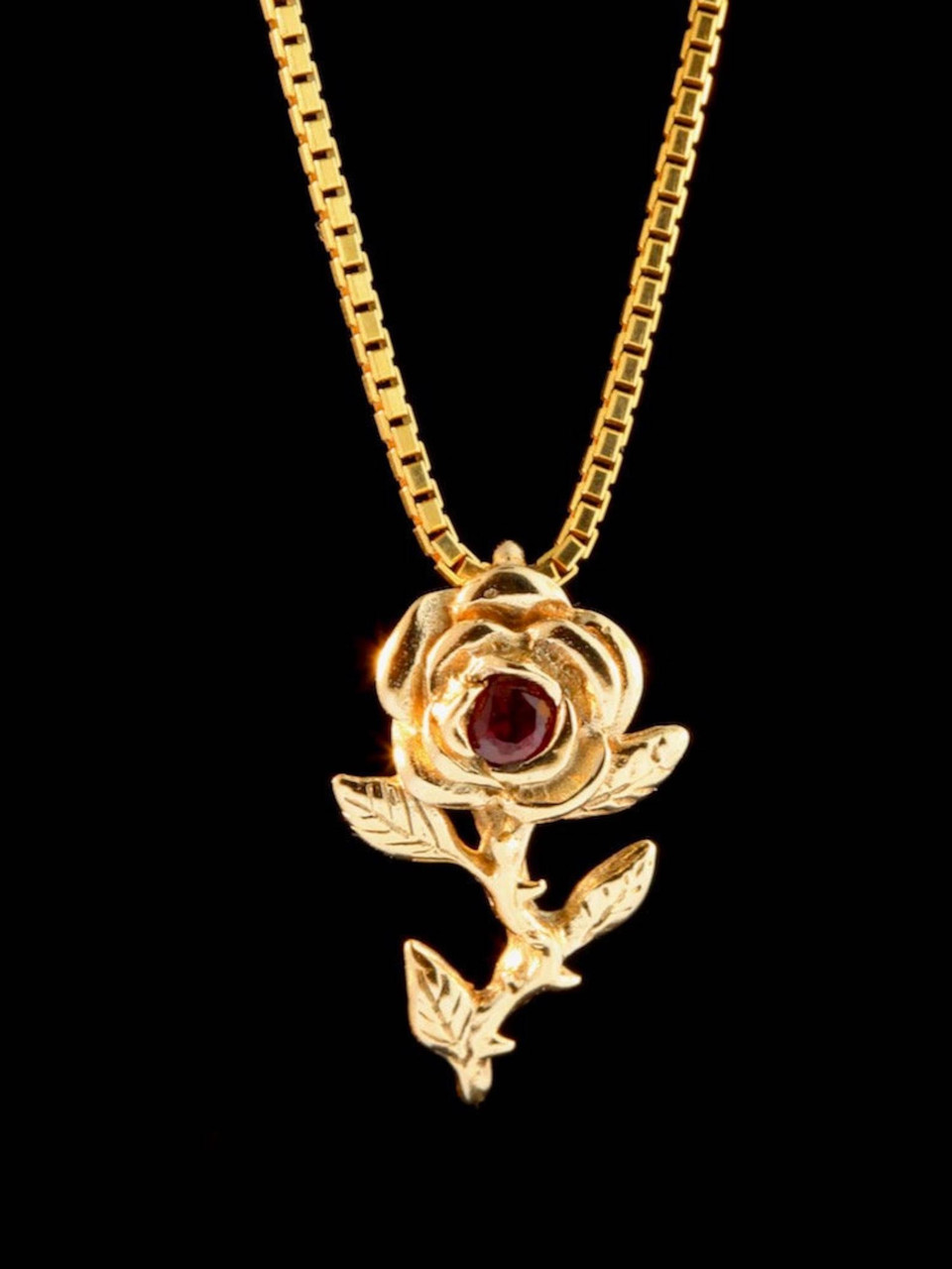 Rose Charm with Ruby - 14k Gold - Marty Magic Store