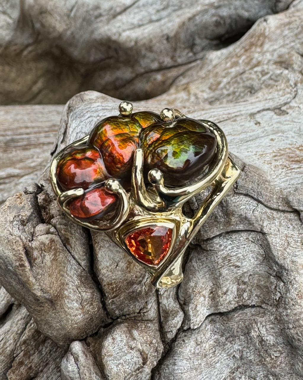 Zabriskie Abstract Fire Agate Ring - 18K gold - SOLD - Marty Magic
