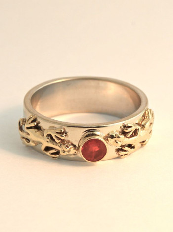 Eternity Lizard Ring with 4mm Mexican Fire Opal - 14K gold