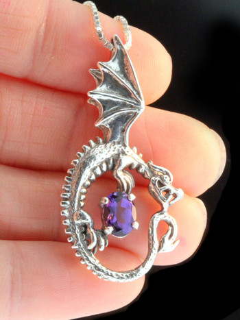 Oracle Dragon with Amethyst - Silver
