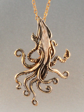 Bronze Kraken Squid Pendant
