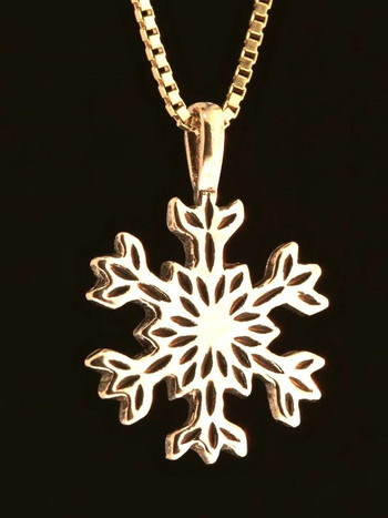 Pointed Snowflake Charm in 14k Gold