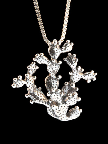 Nopal Cactus Charm - Silver