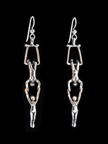 Circus Trapeze Earrings in Silver