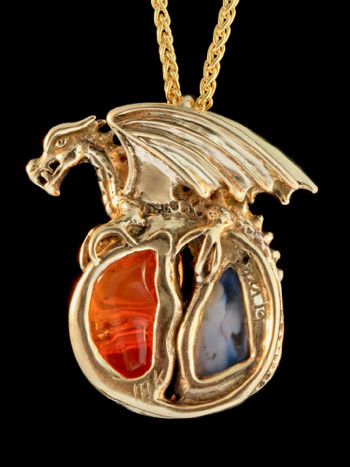 Fire and Ice Opal Dragon Pendant - 18K Gold -SOLD - Marty Magic Store