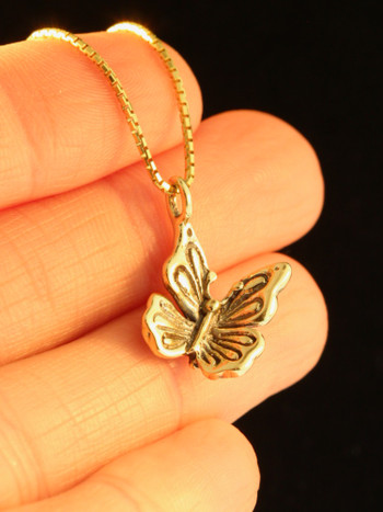 White Acrylic Butterfly Charm Necklace (Golden)