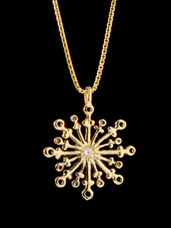 Snowflake with Diamond - 14K gold
