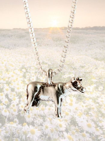 Abducted Cow Charm - 14k Gold