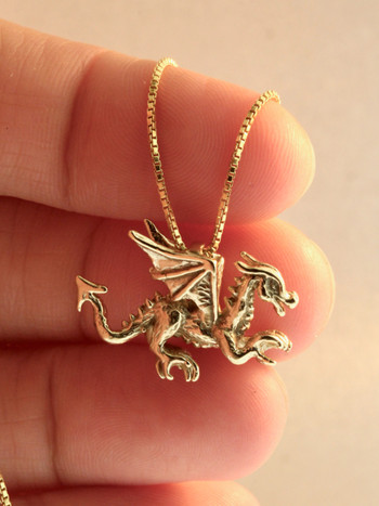 Welsh Dragon Charm - 14K Gold 