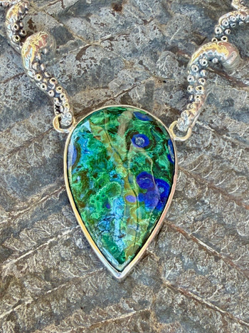 Azurite and Malachite Tentacle Neckpiece - Silver Azurite and Malachite Tentacle Neckpiece - Silver
