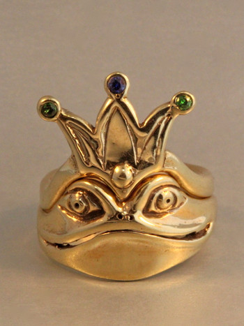 Enchanted Frog and Crown Ring - Two Parts 14K