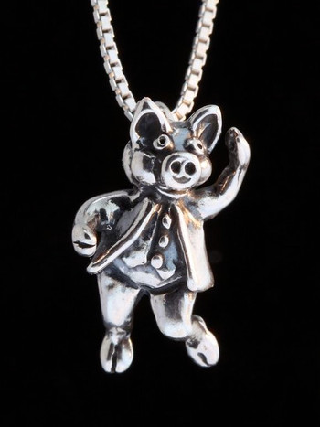 Three Little Pigs -  Stepping Out Pig Charm - Silver