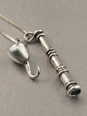 Pirate - Spyglass and Hook Charms - Silver