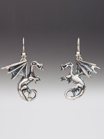 Fire Dragon Earrings - Silver Fire Dragon Earrings - Silver