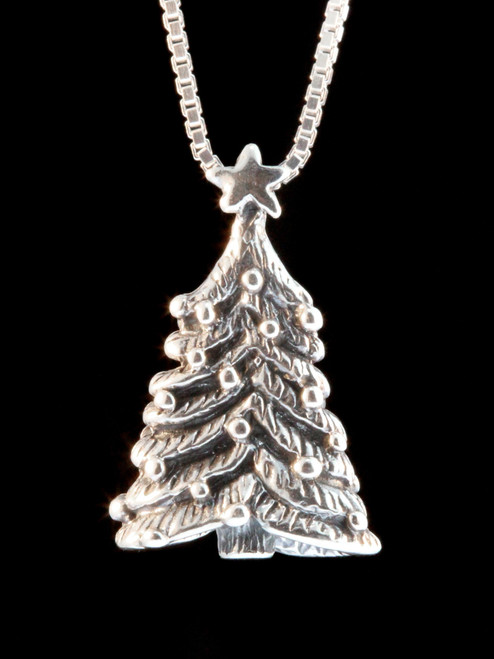 Christmas - Decorated Christmas Tree Charm - Silver Christmas - Decorated Christmas Tree Charm - Silver