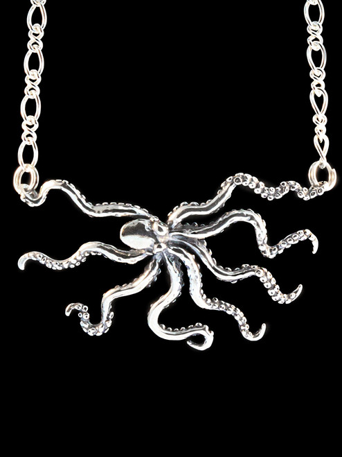 Swimming Octopus Neckpiece with Figure Eight Chain - Silver Swimming Octopus Neckpiece with Figure Eight Chain - Silver