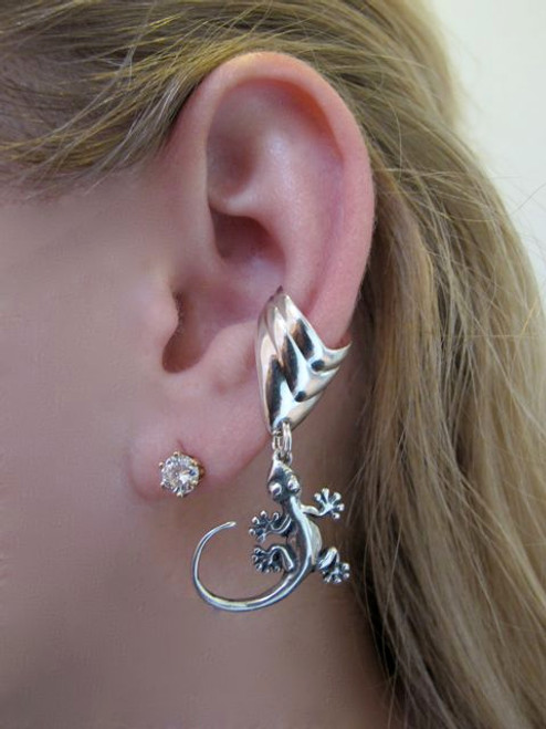 Good Luck Gecko Ear Cuff Chevron - Silver Good Luck Gecko Ear Cuff Chevron - Silver