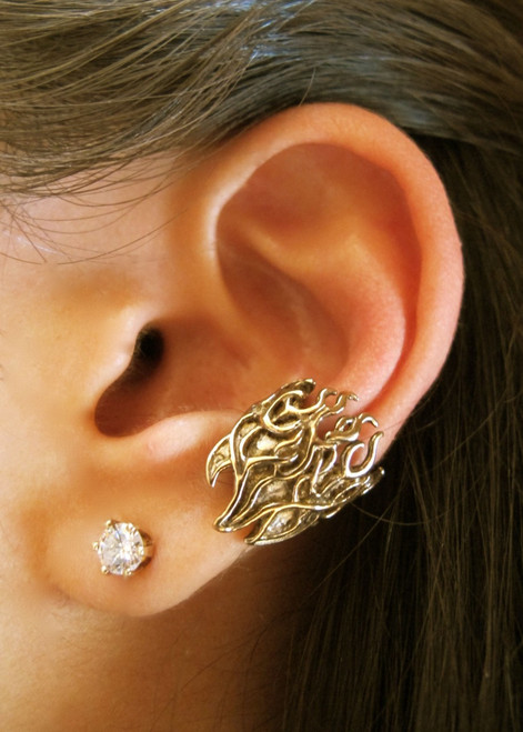 Flame Ear Cuff in Bronze