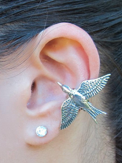 Mocking Jay Ear Cuff in Silver