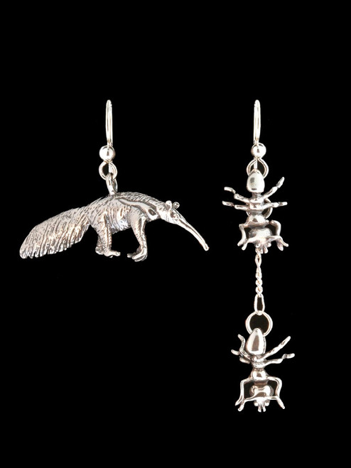 Anteater and Ant Earrings in Silver Anteater and Ant Earrings in Silver