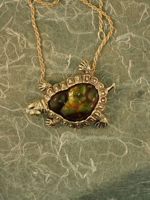 18k gold and fire agate turtle - SOLD