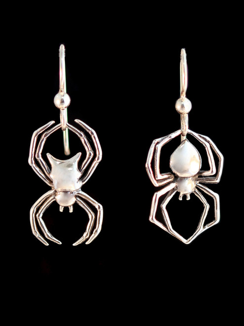 Black Widow and Orb Spider Earrings - Silver Black Widow and Orb Spider Earrings - Silver