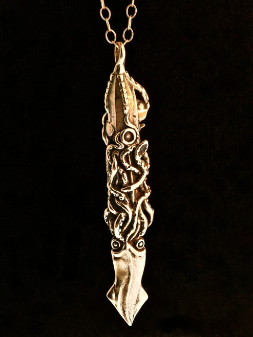 Squid Attacks Nautilus Submarine Pendant - Bronze Squid Attacks Nautilus Submarine Pendant - Bronze
